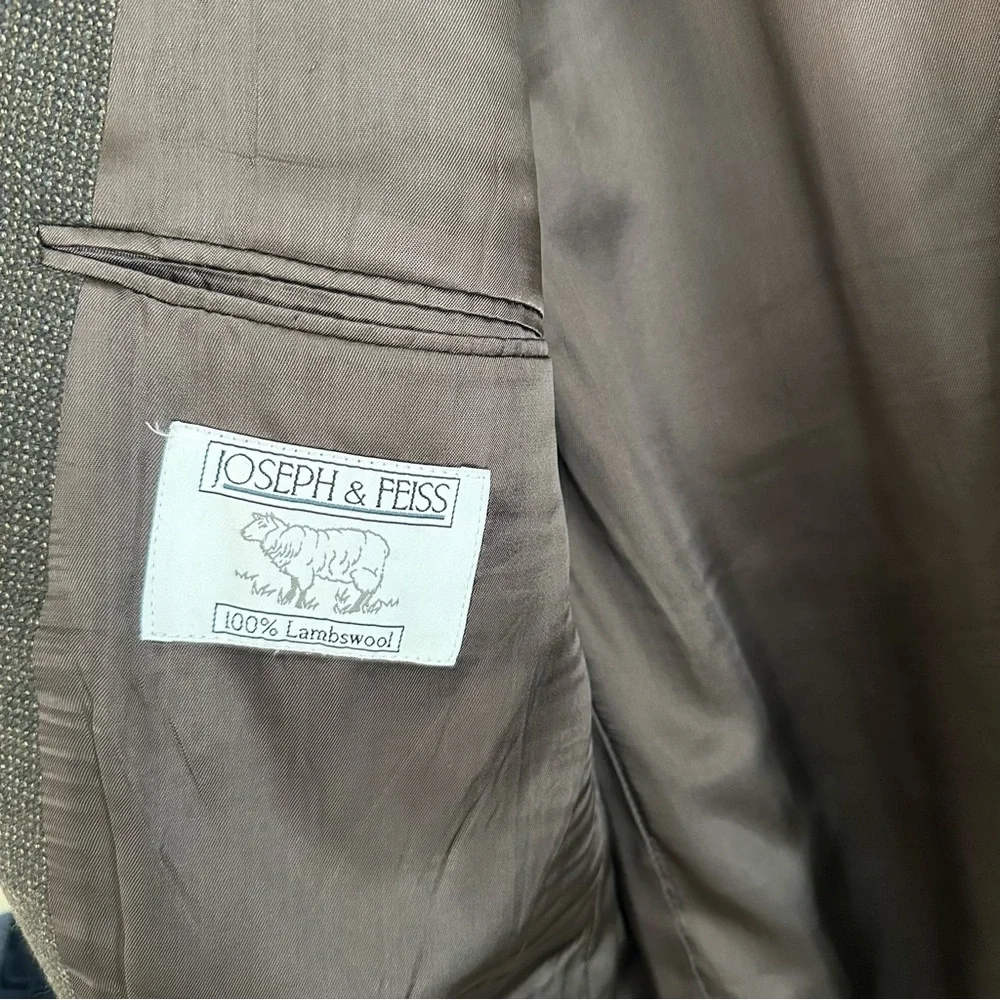 Vintage Joseph‎ & Feiss 46L Lambswool Sports Coat Brown Grey 2-Button Men’s Wool
